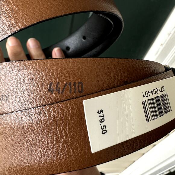 NWT Jos. A Bank Italian Leather Textured Black Belt with Silver Buckle, Size 44 - Picture 5 of 7